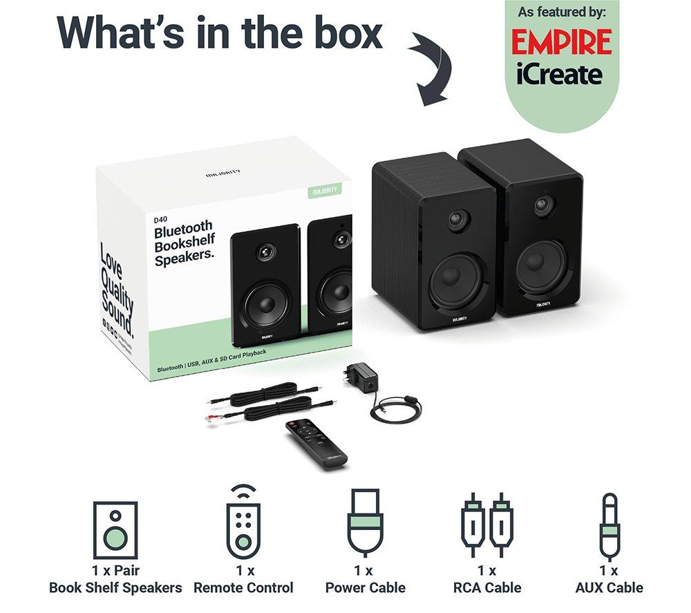 MAJORITY D40 Bluetooth Bookshelf Speakers - Black image number 22 of 24