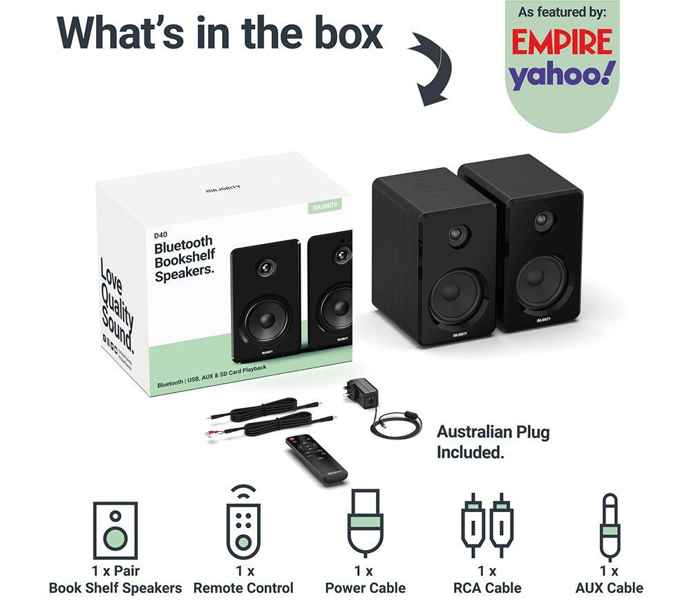 MAJORITY D40 Bluetooth Bookshelf Speakers - Black image number 24 of 24