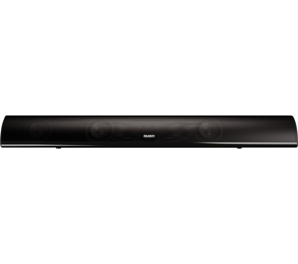 MAJORITY Bluetooth Sound Bar for TV | Built-in Subwoofer | 120 Watts 2.1 Channel Sound | RCA, Optical, and AUX Connection | Wall Mountable | Remote Control included Snowdon TV Soundbar