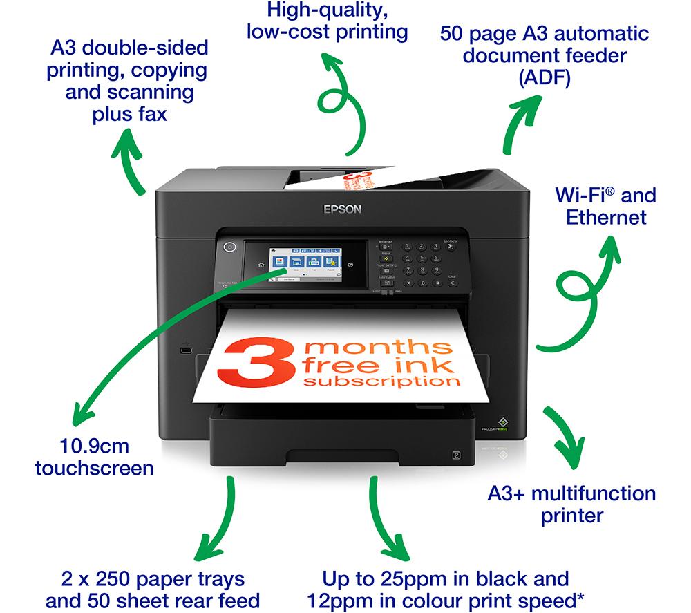 EPSON WorkForce WF-7840DTWF All-in-One Wireless A3+ Inkjet Printer with Fax image number 2 of 9