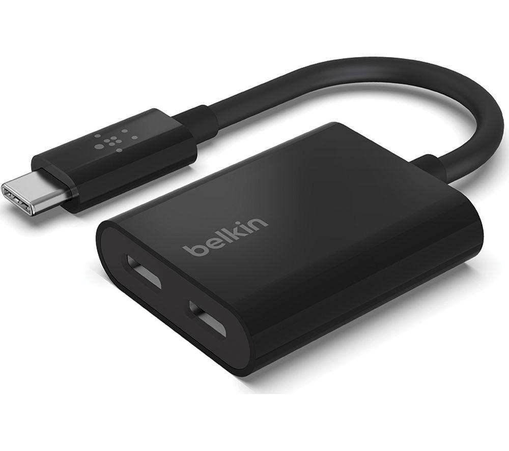 Buy BELKIN F7U081btBLK Dual USB TypeC Audio and Charge Adapter Currys