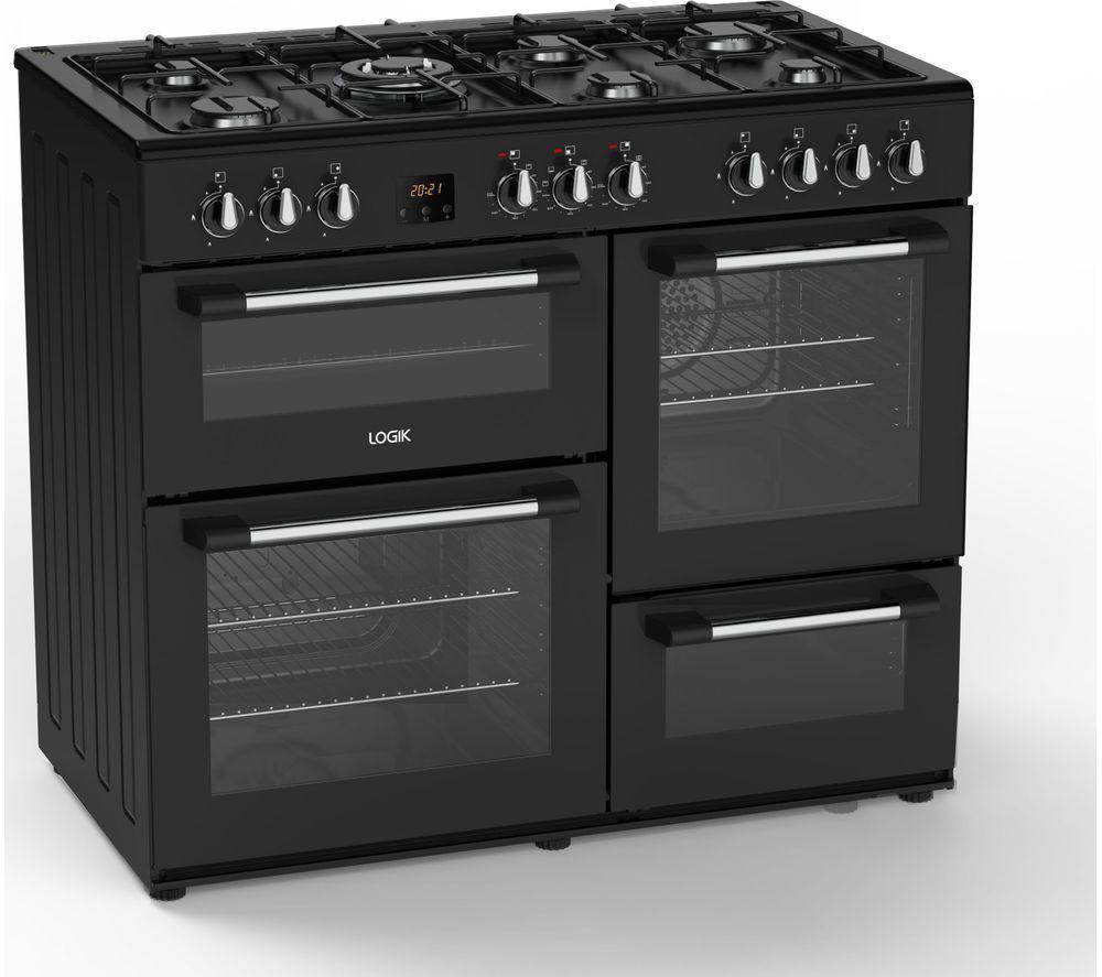 LOGIK LRC100B21 100 cm Dual Fuel Range Cooker - Black, Black