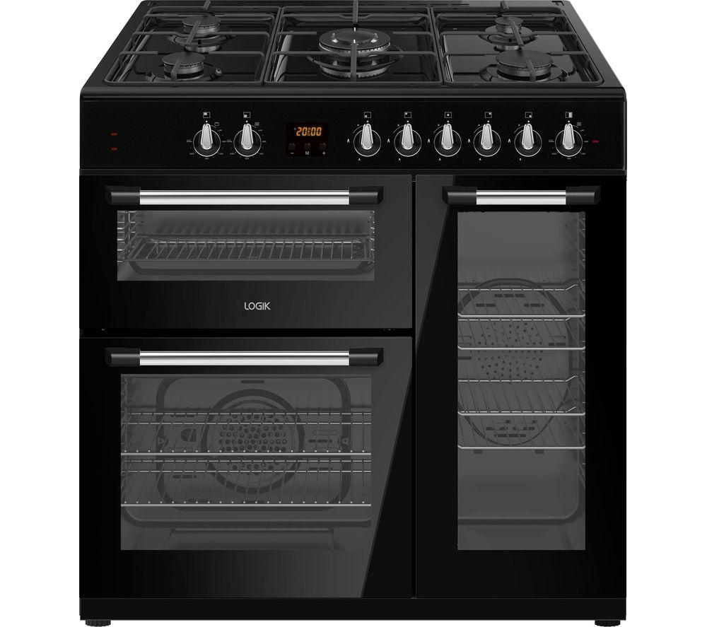 LOGIK LRC90B21 90 cm Dual Fuel Range Cooker - Black