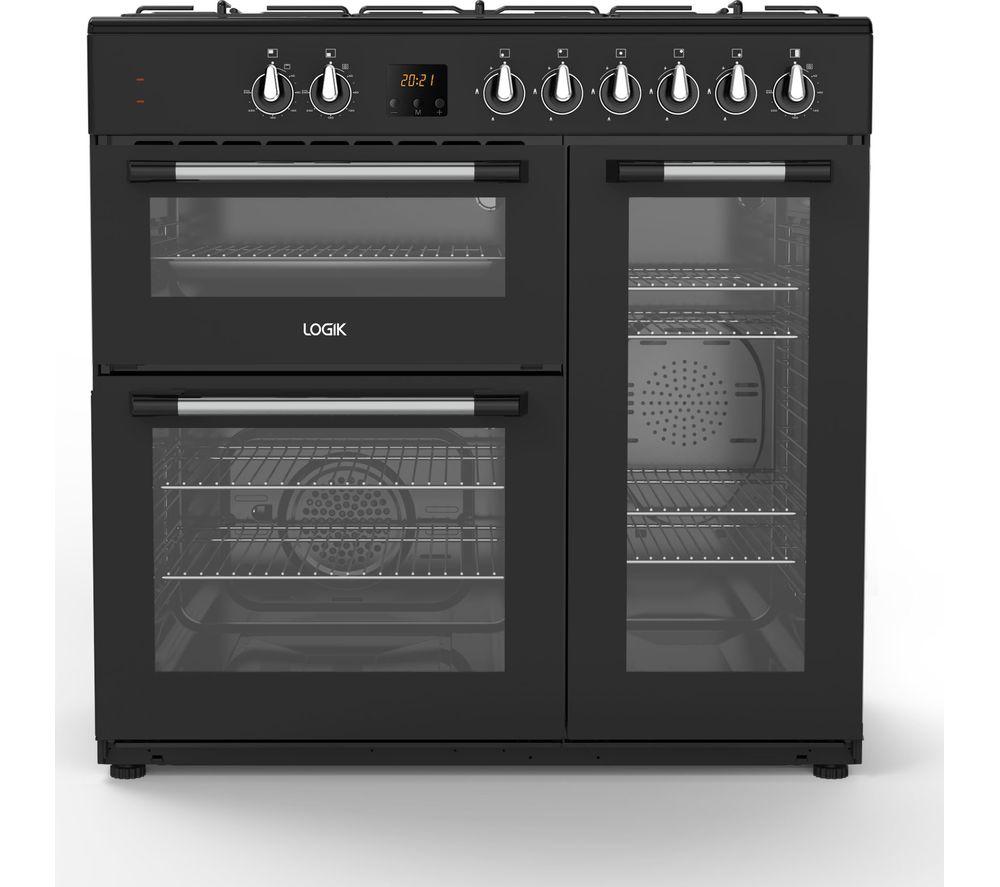 LOGIK LRC90B21 90 cm Dual Fuel Range Cooker - Black image number 2 of 8