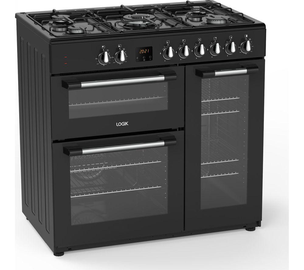 LOGIK LRC90B21 90 cm Dual Fuel Range Cooker - Black image number 3 of 8