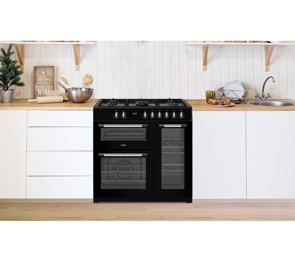 LOGIK LRC90B21 90 cm Dual Fuel Range Cooker - Black image number 8 of 8