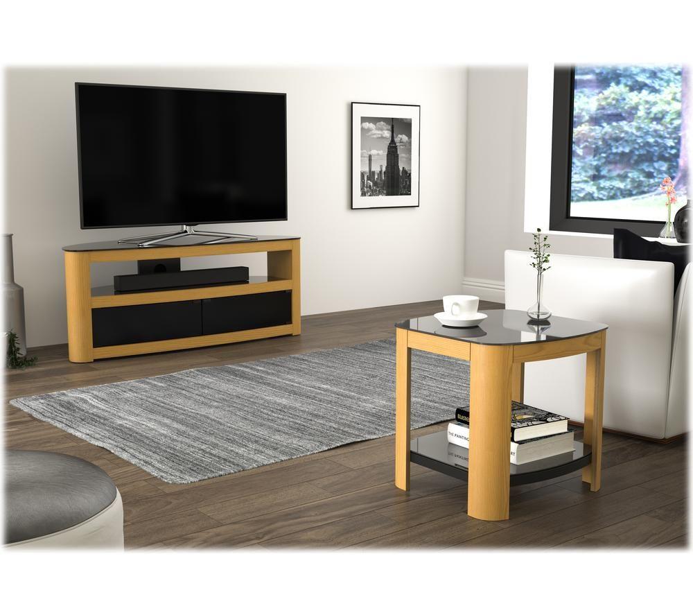 AVF Affinity 500 FT50AFFO Side Table - Oak & Black Glass image number 6 of 7