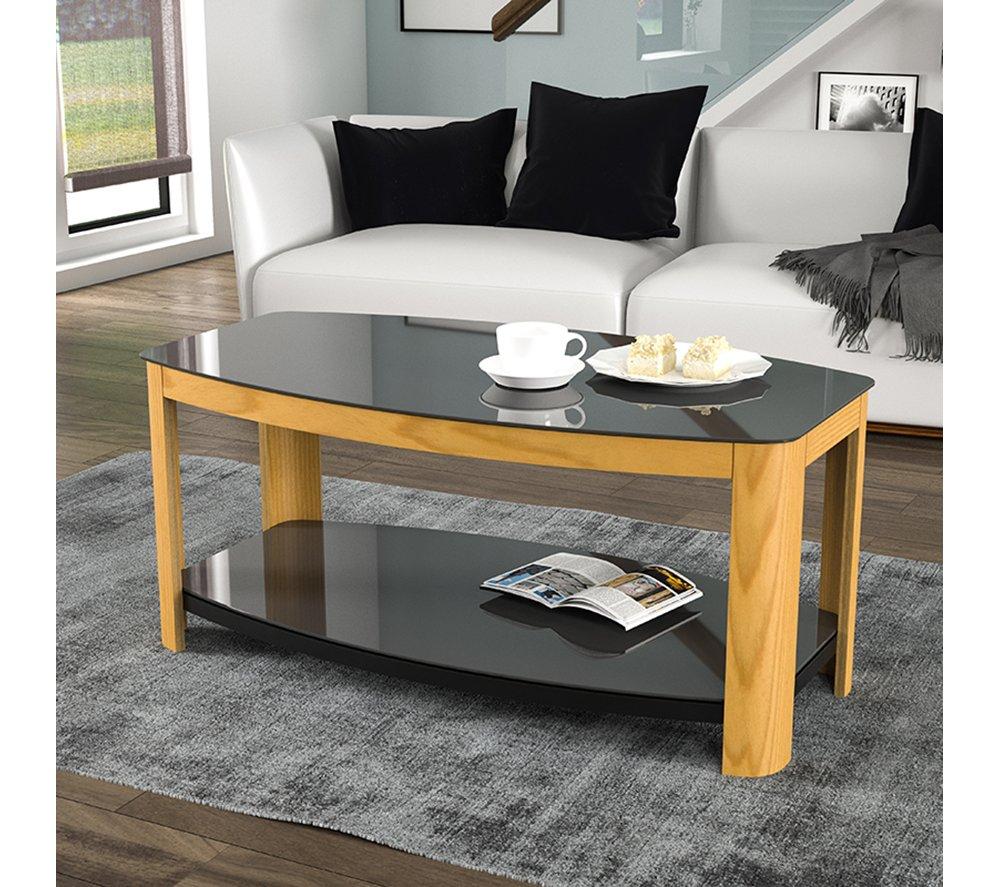 AVF Affinity 1000 FT100AFFO Coffee Table - Oak & Black Glass image number 6 of 8