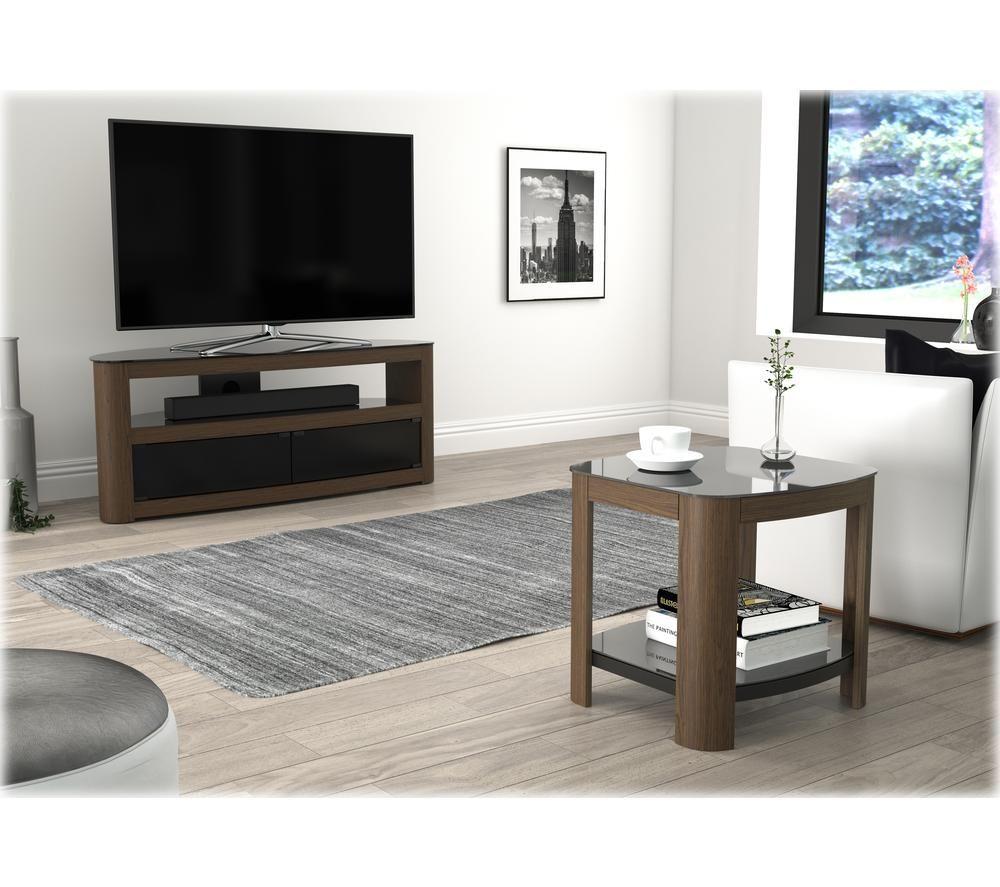 AVF Affinity 500 FT50AFFW Side Table - Walnut & Black Glass image number 6 of 7