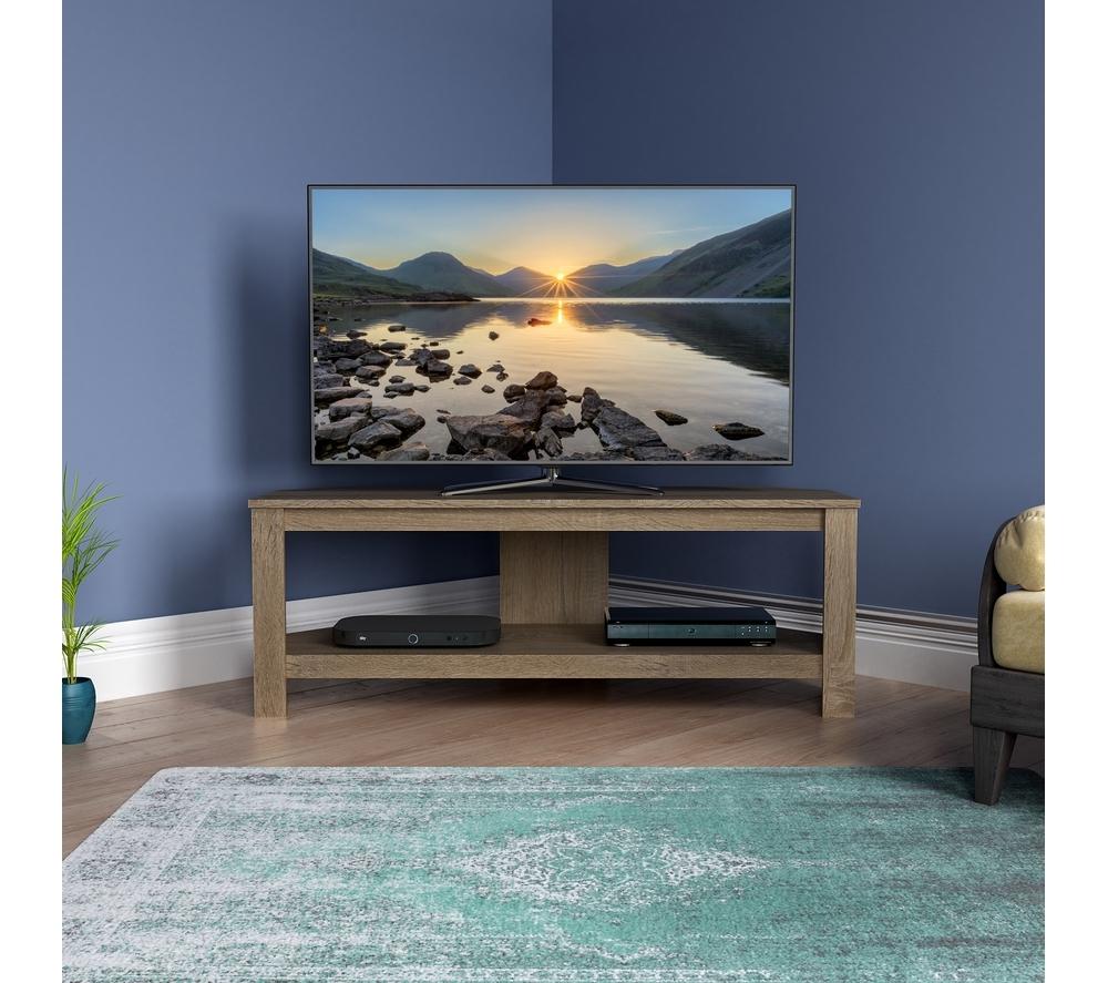 AVF Calibre CA115SO 1150 mm Corner TV Stand for 30-55" TVs &ndash; Rustic Sawn Oak image number 4 of 6