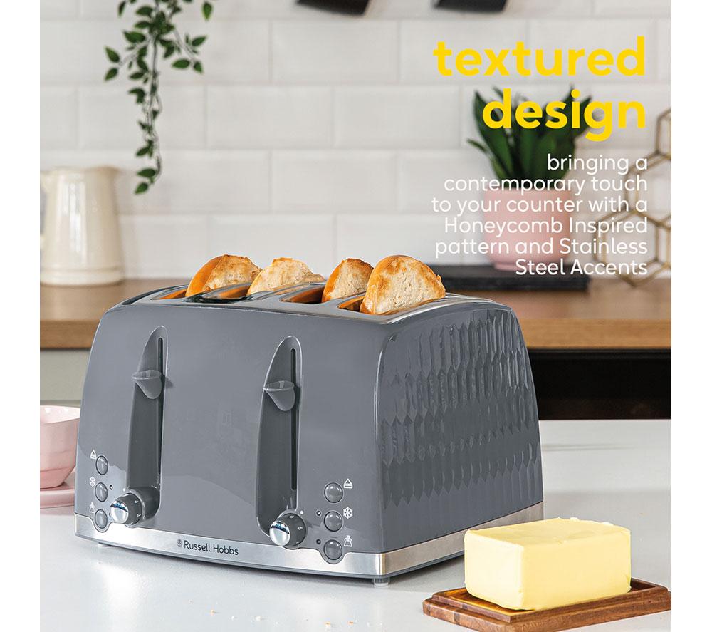RUSSELL HOBBS Honeycomb 26073 4-Slice Toaster - Grey image number 4 of 8