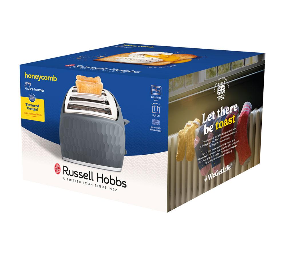RUSSELL HOBBS Honeycomb 26073 4-Slice Toaster - Grey image number 8 of 8