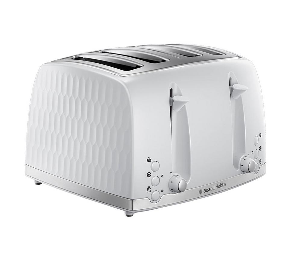 RUSSELL HOBBS Honeycomb 26070 4-Slice Toaster - White