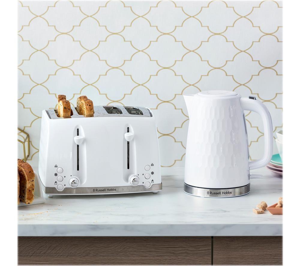 Buy Russell Hobbs 26070 Honeycomb 4 Slice Toaster - White, Toasters