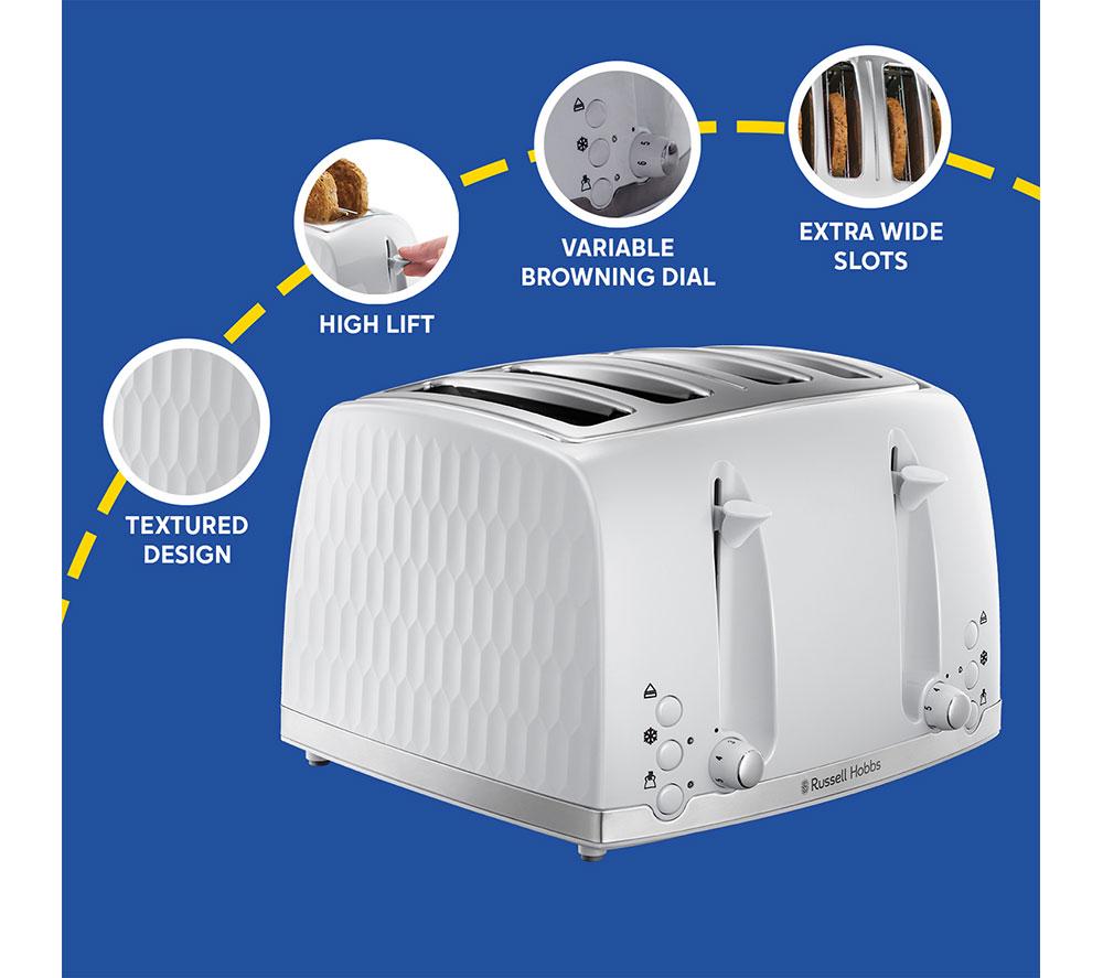 RUSSELL HOBBS Honeycomb 26070 4-Slice Toaster - White image number 7 of 7