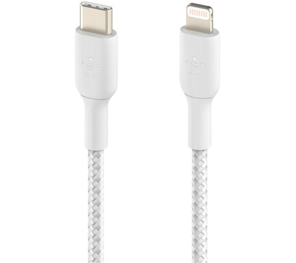 Buy BELKIN Braided USB Type-C to Lightning Cable - 2 m, White