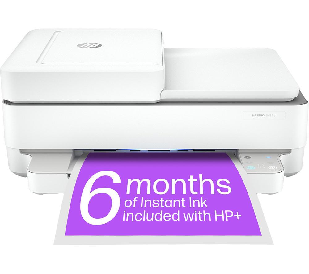 HP ENVY 6432e All-in-One Wireless Inkjet Printer with Fax & HP, Silver/Grey,White
