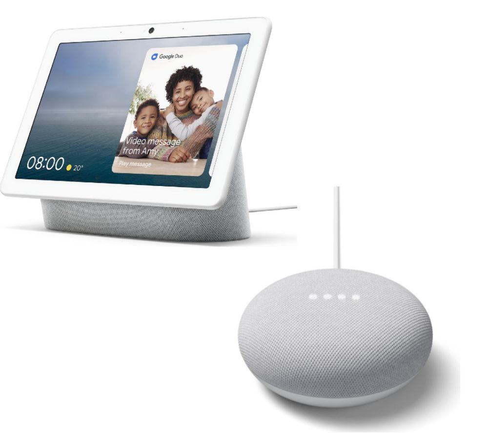 GOOGLE Nest Hub Max & Nest Mini Bundle - Chalk