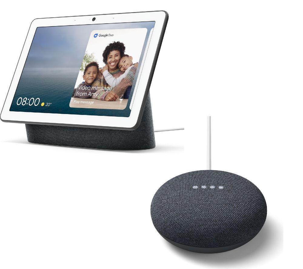 Google Nest Hub Max Smart Speaker with Google Assistant Voice Control in  Charcoal in the Smart Speakers & Displays department at