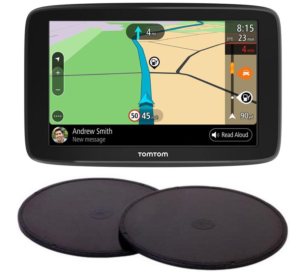 Image of Tomtom GO Basic 6" Full Europe Maps Sat Nav & Adhesive Dashboard Mount Disks Bundle
