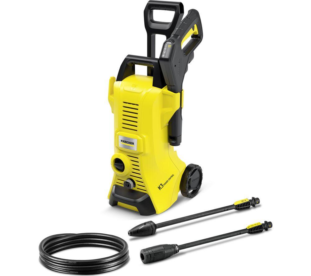 KARCHER K3 Power Control Pressure Washer - 120 bar, Black,Yellow