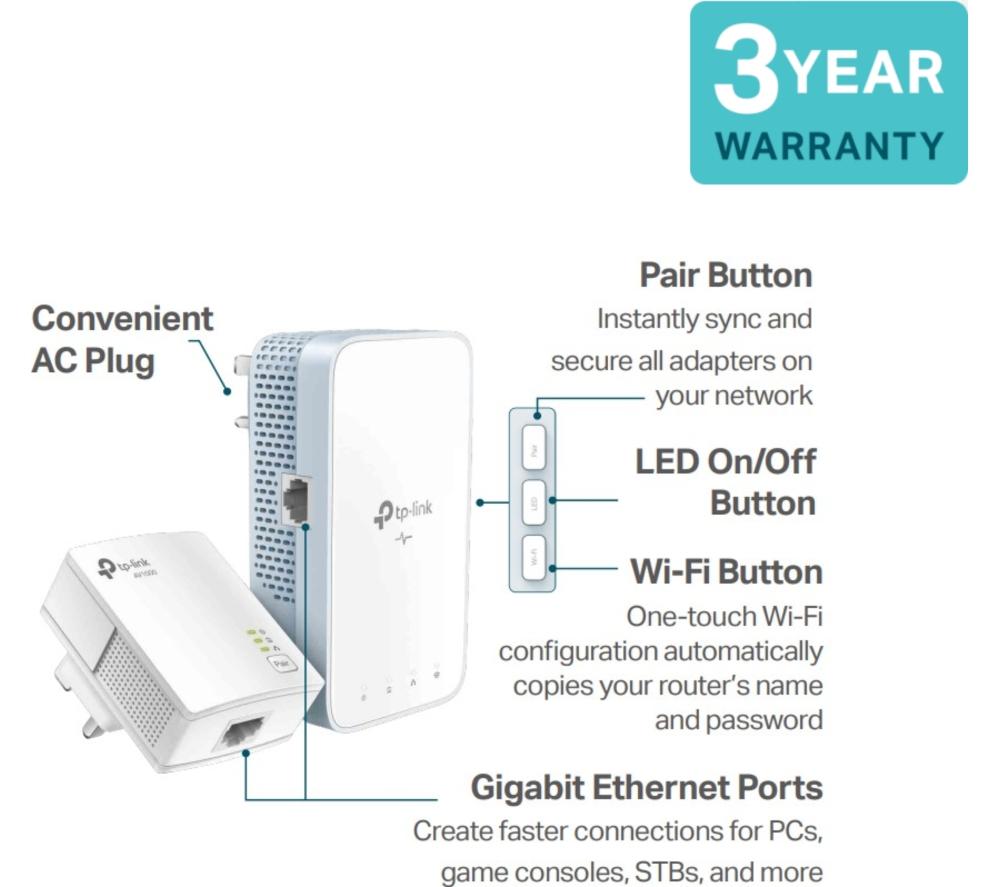 TP-LINK TL-WPA7517 AV1000 WiFi Powerline Adapter Kit - Twin Pack image number 7 of 8