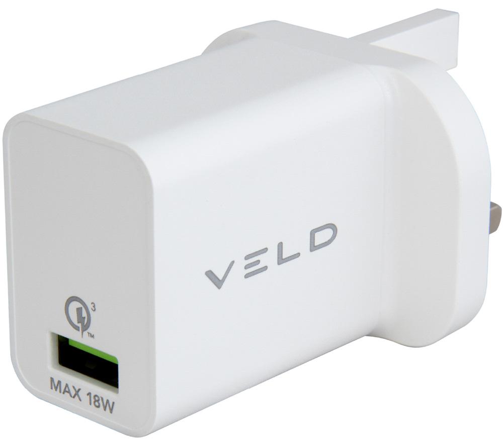 VELD Super-Fast VH18AW USB Wall Charger, White