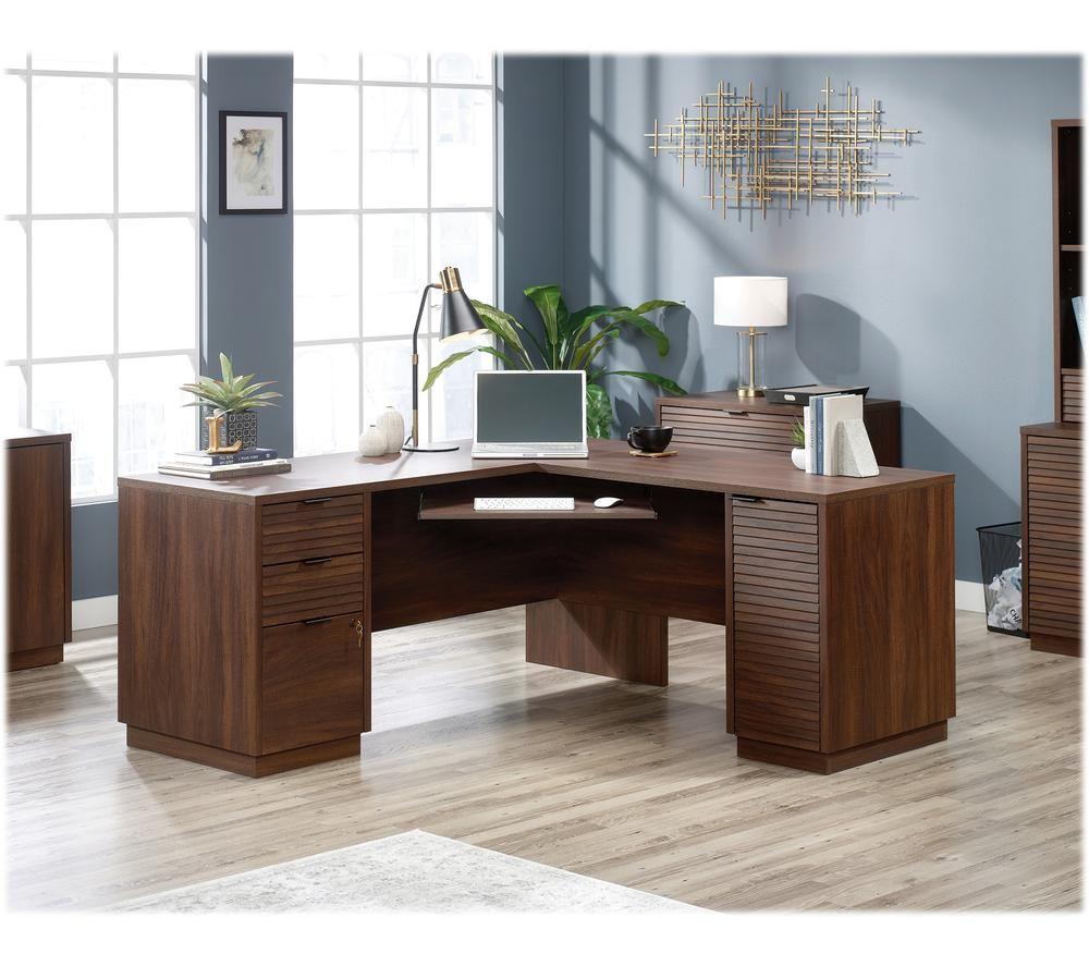 TEKNIK Elstree L-Shaped Desk - Spiced Mahogany