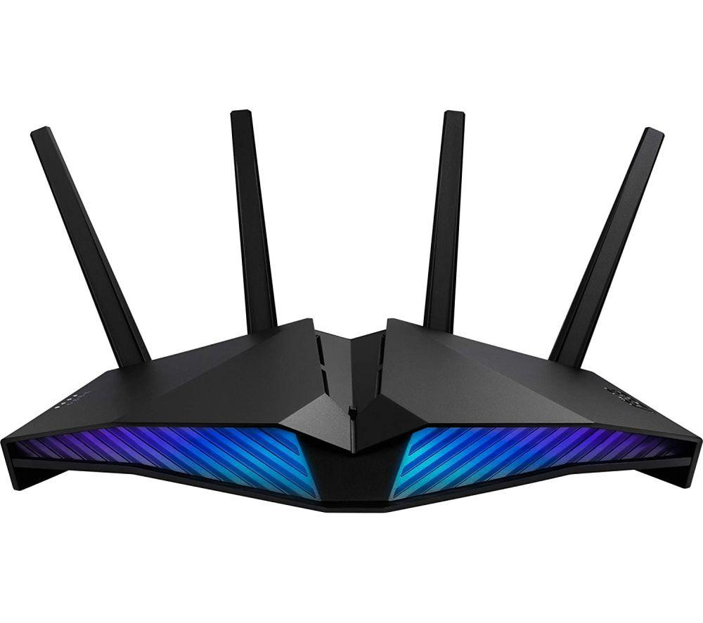 ASUS DSL-AX82U AX5400 6 xDSL Modem Router, WiFi 6 802.11ax, ASUS AURA RGB, Lifetime Free Internet Security, WiFi support, Gear Accelerator, Adaptive QoS, Port with Dual-Band Wi-Fi Adapter