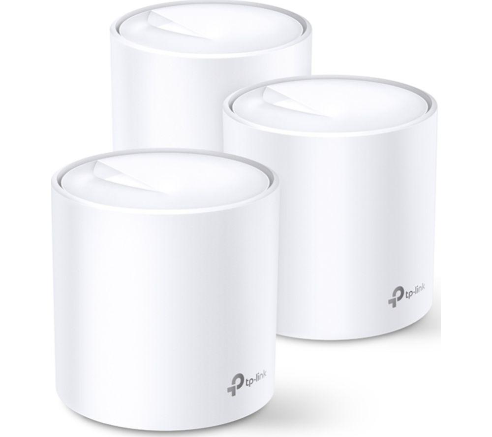 TP-Link Deco X20 AX1800 Whole Home Mesh WiFi 6 System, AI-Driven Mesh, Up to 5,800 Sq ft Coverage, 1 GHz Quad-Core CPU, Compatible with Amazon Alexa, With TP-Link HomeShield's kit, Pack of 3, White