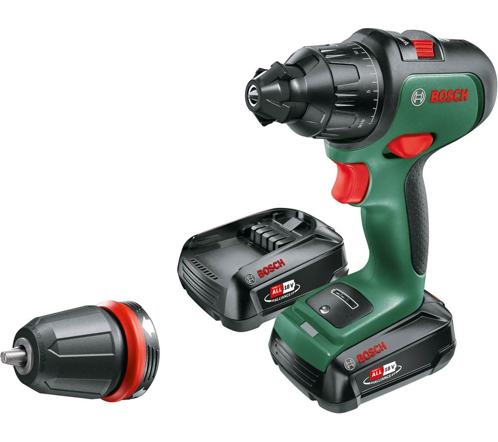 Image of BOSCH AdvancedImpact 18 Cordless Combi Drill with 2 Batteries - Green & Black