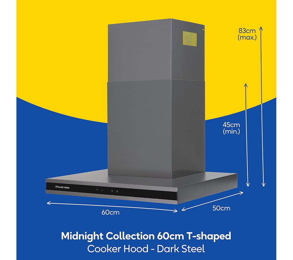 RUSSELL HOBBS RHGCH603DS Midnight Collection Chimney Cooker Hood - Dark Steel image number 2 of 17
