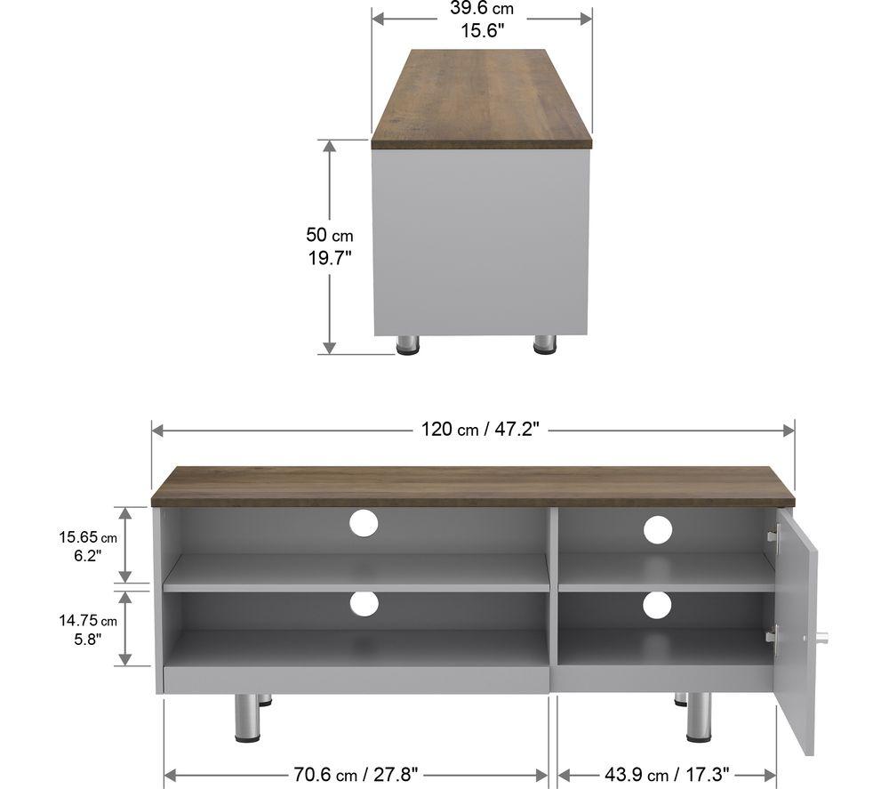 AVF Whitesands FS1200WSSG 1200 mm TV Stand for up to 60" TVs - Grey & Rustic Wood image number 6 of 7