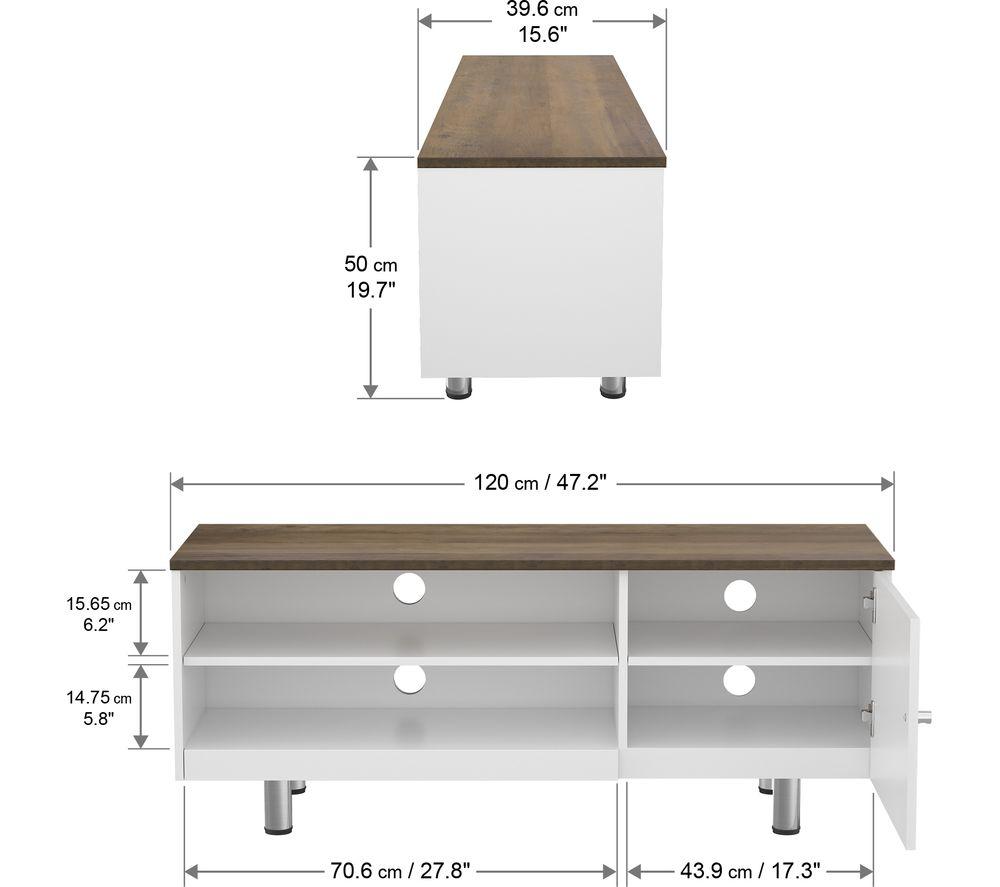 AVF Whitesands FS1200WSSW 1200 mm TV Stand for up to 60" TVs - White & Rustic Wood image number 6 of 7