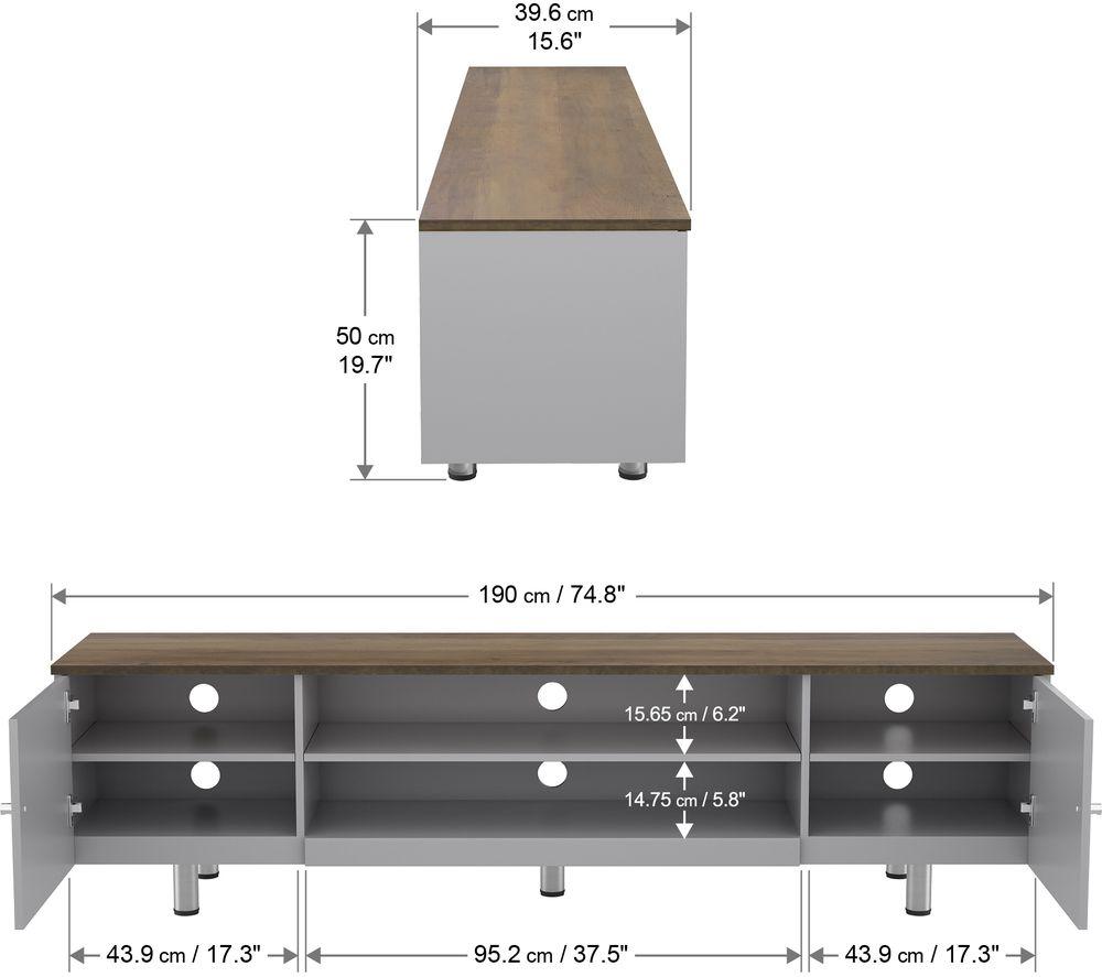 AVF Whitesands FS1900WSSG 1900 mm TV Stand for up to 85" TVs - Grey & Rustic Wood image number 6 of 7