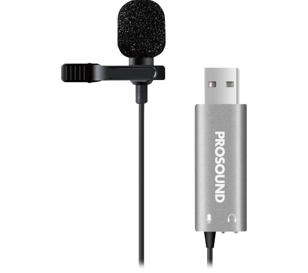 Image of PROSOUND PROS-11AU4 Lavalier Microphone, Black,Silver/Grey