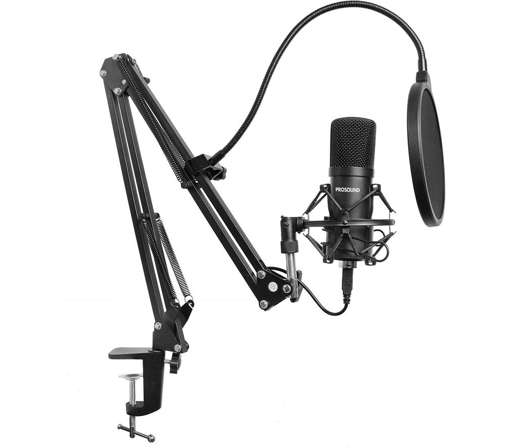Image of PROSOUND PROS-04AUA Microphone & Boom Arm - Black, Black