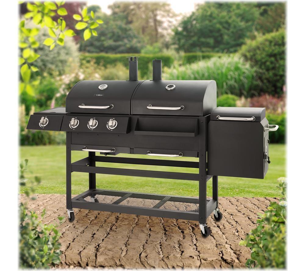 Buy TOWER T978507 3 Burner Grill Gas & Charcoal BBQ & Smoker