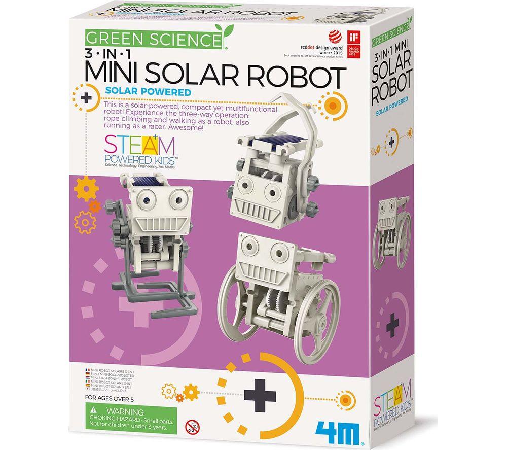 4M GREEN SCIENCE 3-in-1 Mini Solar Robot Science Kit, Patterned