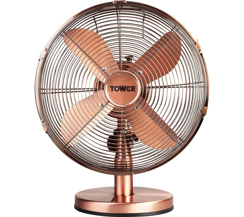 TOWER T0605000C Portable 12 Desk Fan - Copper, Brown