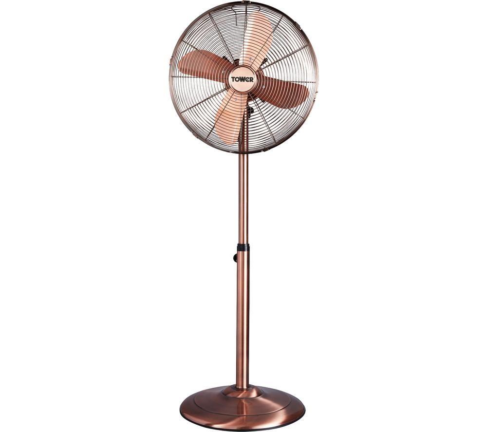 TOWER T637000C Portable 16? Pedestal Fan - Copper, Silver/Grey