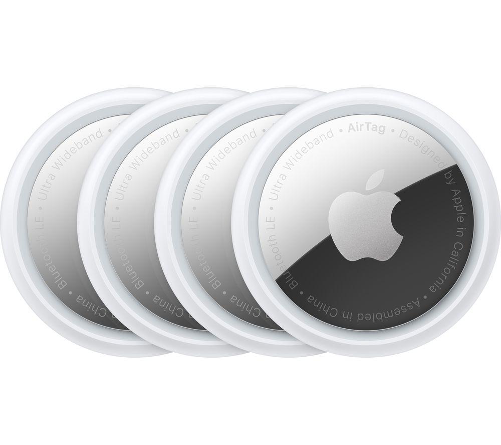 Apple AirTag (4 pack). Track and find your keys, wallet, luggage, backpack and more. Simple one-tap set up with iPhone or iPad. Replaceable battery.