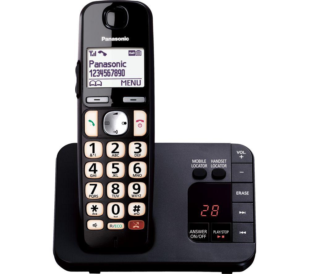 PANASONIC KX-TGE820EB Cordless Phone, Black