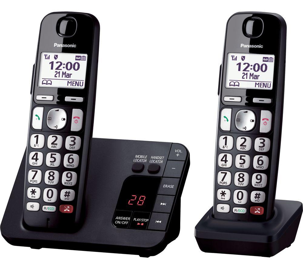 PANASONIC KX-TGE822EB Cordless Phone - Twin Handsets, Black image number 2 of 10