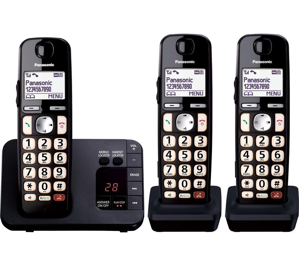 PANASONIC KX-TGE823EB Cordless Phone - Triple Handsets, Black image number 3 of 11
