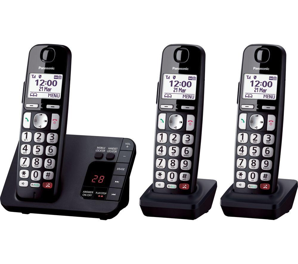 PANASONIC KX-TGE823EB Cordless Phone - Triple Handsets, Black image number 4 of 11