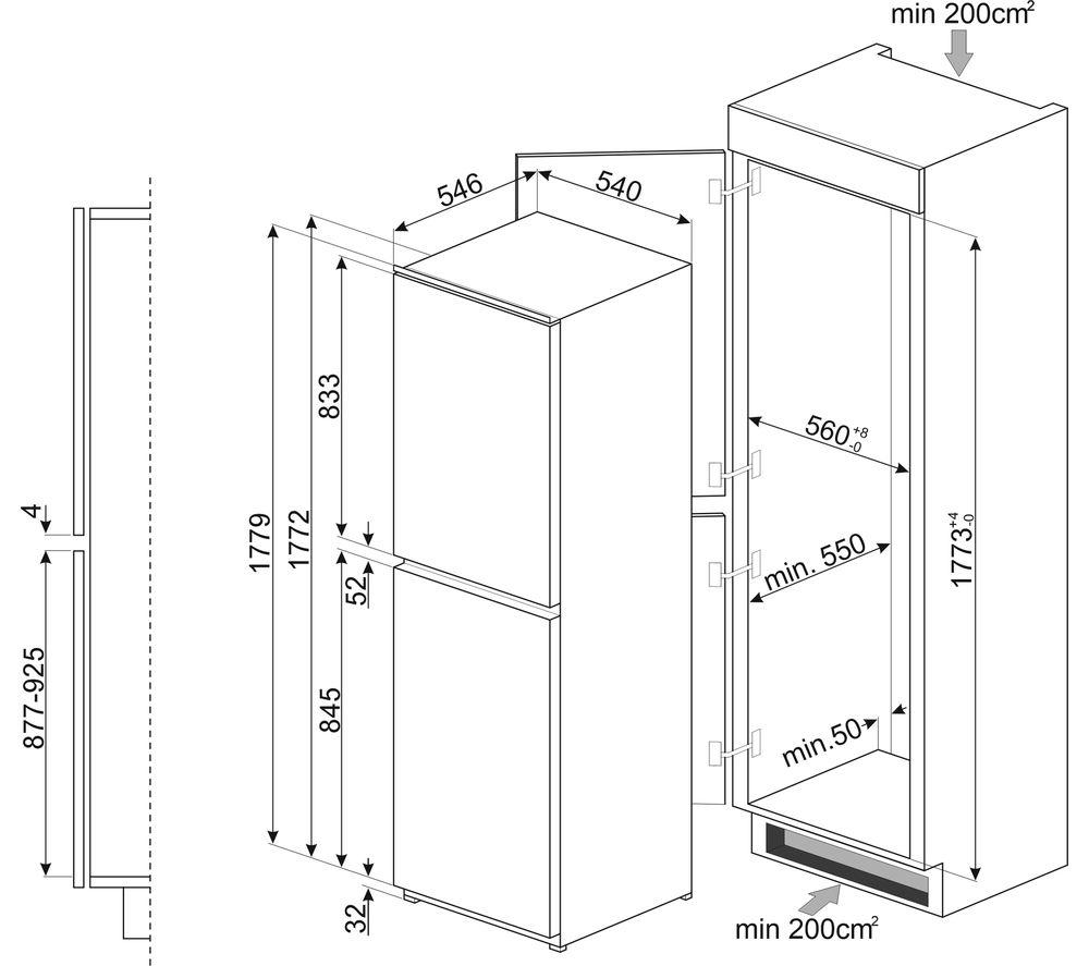 SMEG UKC8174NF Integrated 50/50 Fridge Freezer - Sliding Hinge image number 5 of 5