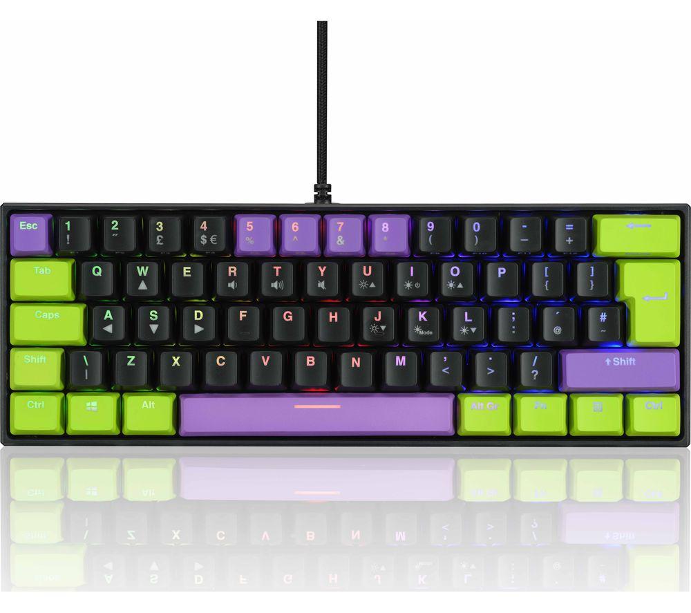 Image of ADX Firefight MK06P22 Mechanical Gaming Keyboard - Purple, Green & Black, Green,Black,Purple