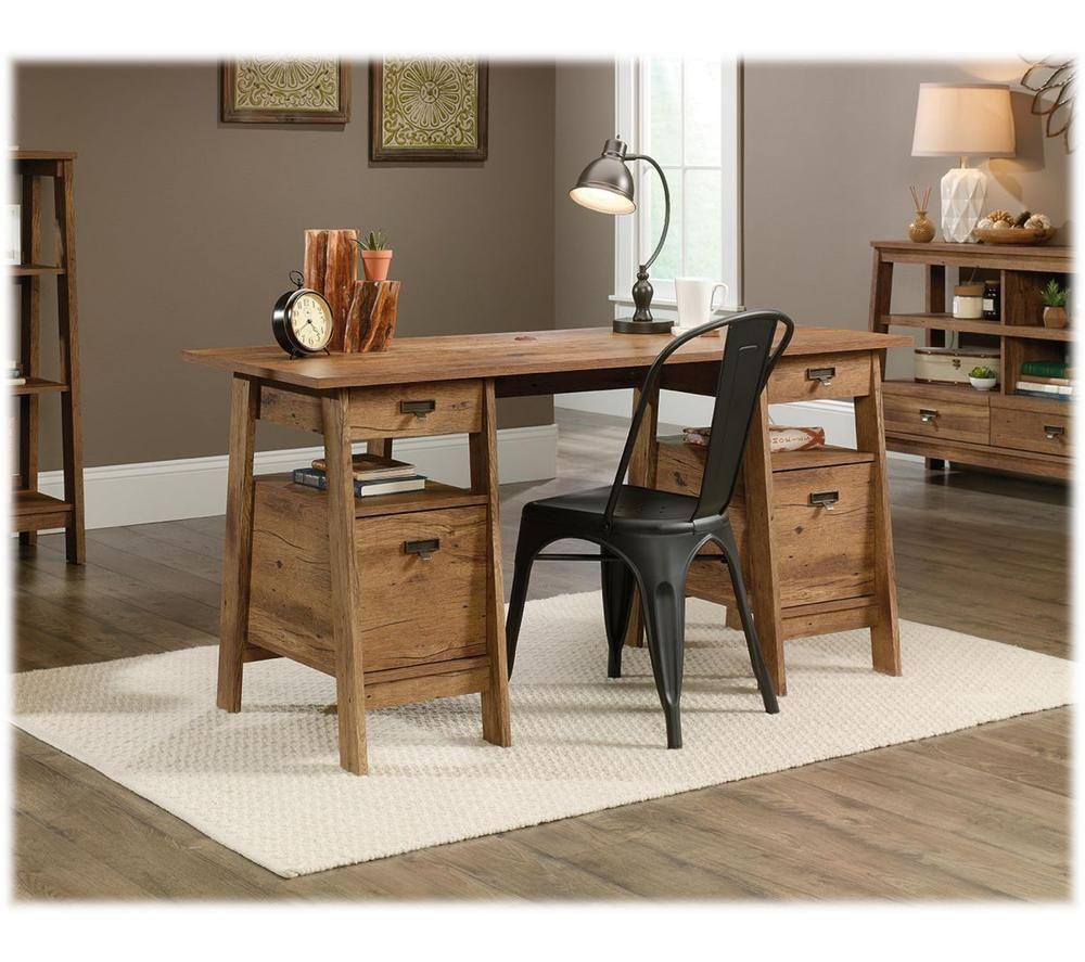 TEKNIK 5424127 Executive Trestle Desk - Vintage Oak