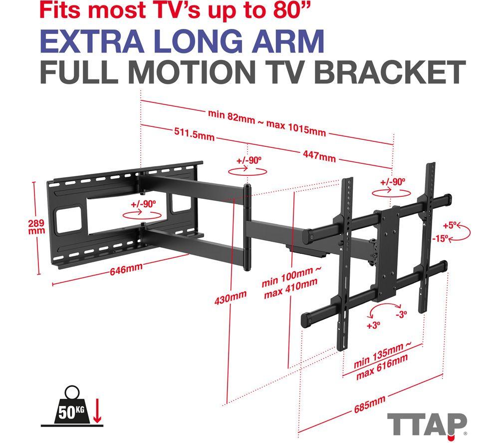 TTAP TTD604DA4 Full Motion 43-80" TV Bracket image number 3 of 3